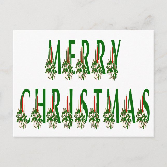 Merry Christmas Candle Font Holiday Postcard (Front)