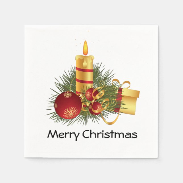 Merry Christmas Candles Napkin (Front)