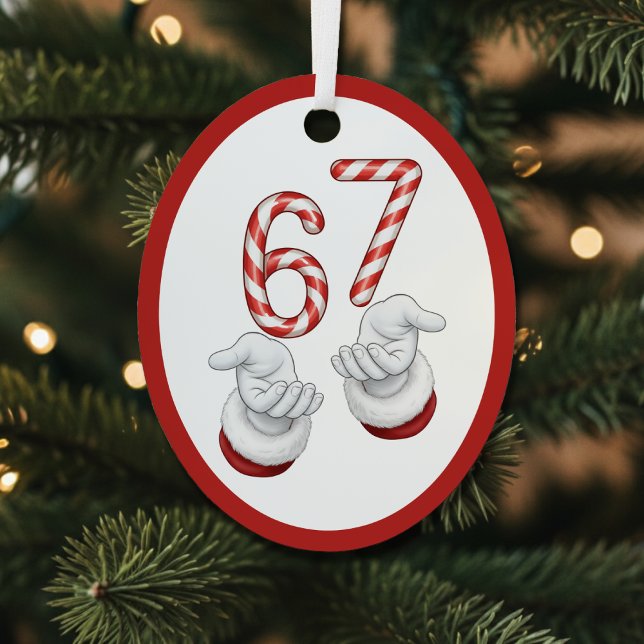 Merry Christmas Candy Cane 6-7 Meme Funny Metal Ornament (Merry Christmas Candy Cane 6-7 Meme Funny Metal Ornament
)