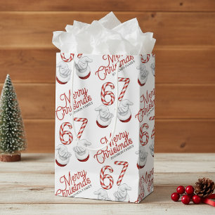 Merry Christmas Candy Cane 6-7 Meme Pattern Small Gift Bag