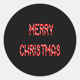 Merry Christmas Candy Cane Font Girls Boys  Classic Round Sticker