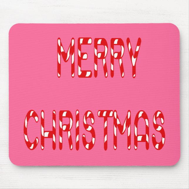 Merry Christmas Candy Cane Font Mouse Pad (Front)