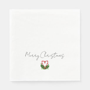 Merry Christmas Candy Cane Heart Sweet Holiday Napkin