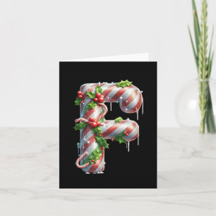 Merry Christmas Candy Cane Letter F Premium  Card