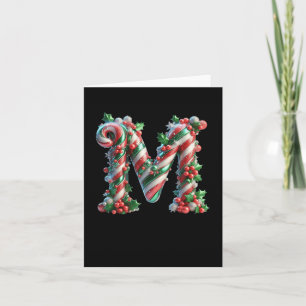 Merry Christmas Candy Cane Letter M Premium  Card