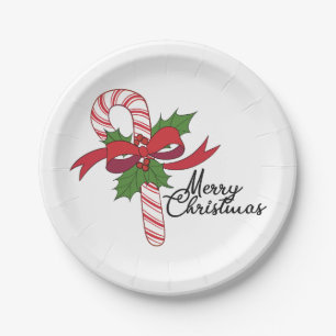 Merry Christmas Candy Cane Paper Plate