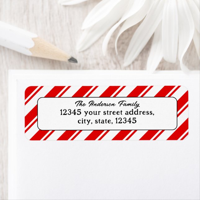 Merry Christmas Candy Cane Return Address (Insitu)