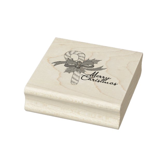 Merry Christmas Candy Cane Rubber Stamp (Stamp)