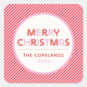 Merry Christmas Candy Cane Stripe Custom Gift Tags