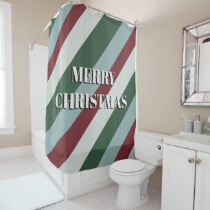 Merry Christmas Candy Cane Striped Pattern Shower 