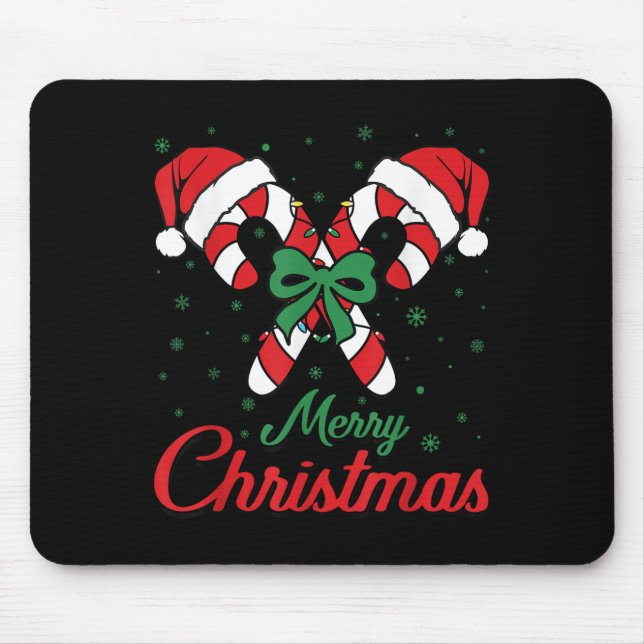 Merry Christmas Candy Cane Xmas Lights Toddlers Me Mouse Pad (Front)