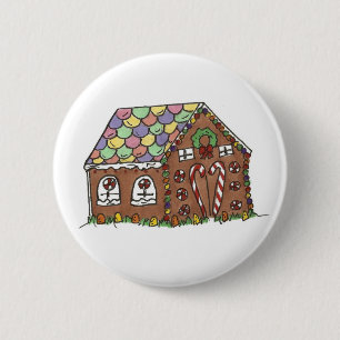 Merry Christmas Candy Gingerbread House Holiday 2 Inch Round Button
