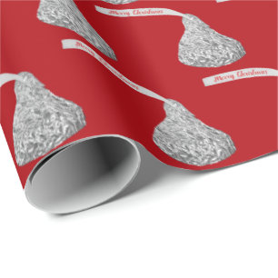 Merry Christmas Candy On Red Wrapping Paper