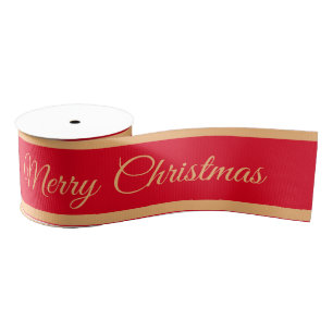 Merry Christmas & Candy Stripe Ribbon Red/Gold Grosgrain Ribbon