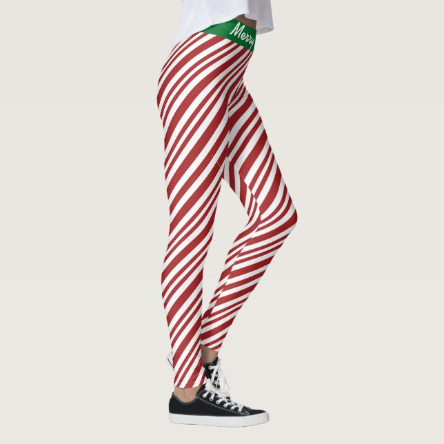 Merry Christmas Candy Stripped Leggings (Right)