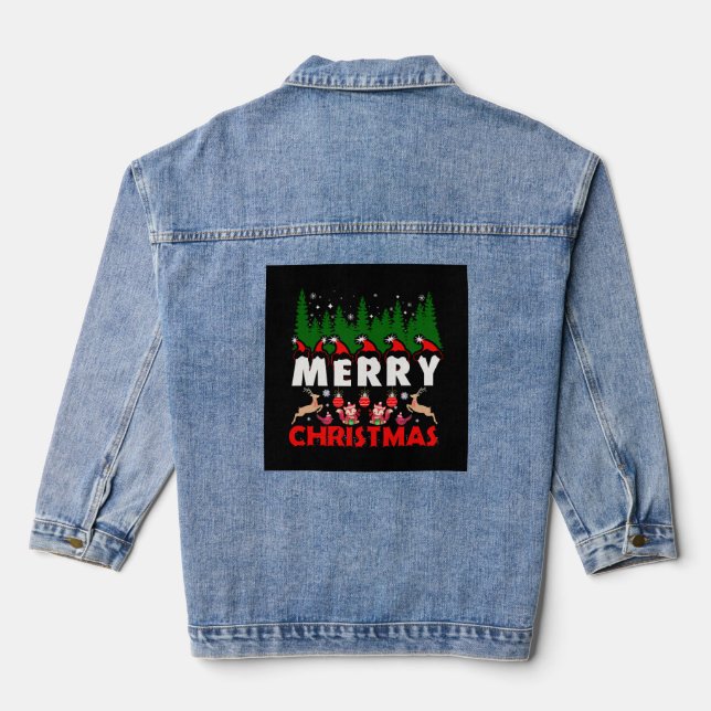 Merry Christmas Canvas Christian Christmas Jesus Denim Jacket (Back)