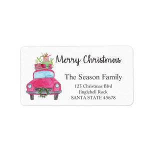 Merry Christmas Car and Christmas gifts Label