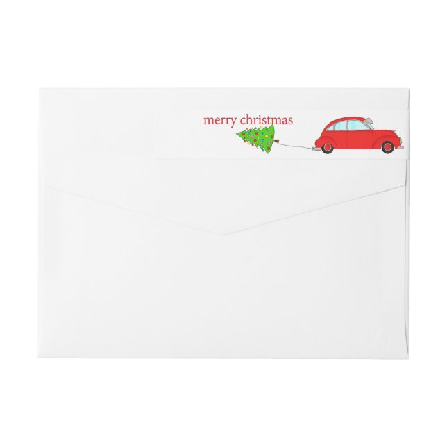 Merry Christmas car towing tree Wrap Around Label (Back)
