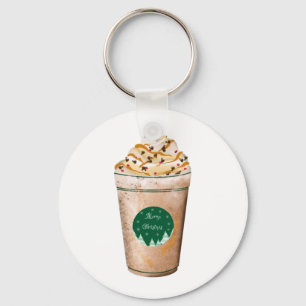 Merry Christmas Caramel Drizzled Latte Keychain