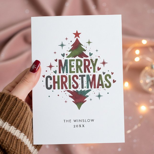Merry Christmas Card – Custom Name & Year, Modern (Creator Uploaded)
