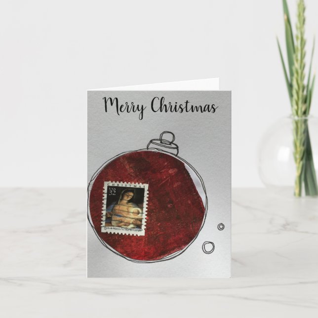 Merry Christmas Card - hand drawn ornament 2020-11 (Front)