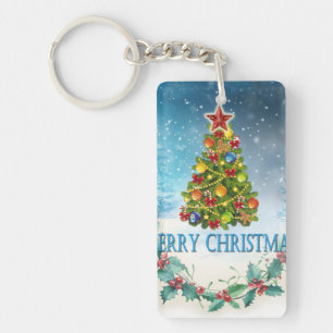 Merry Christmas card Keychain