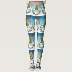 Merry Christmas card Leggings