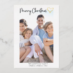 Merry Christmas Card   Modern Script Heart