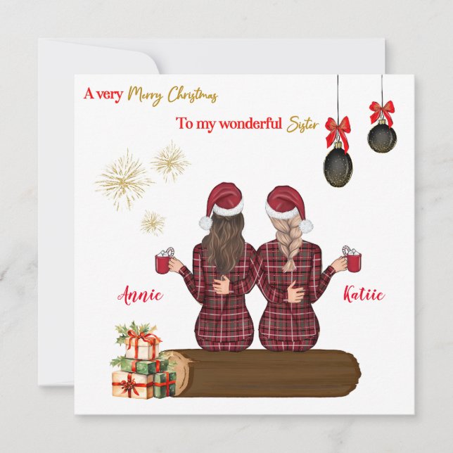 Merry Christmas Card Personalised Xmas best friend (Front)