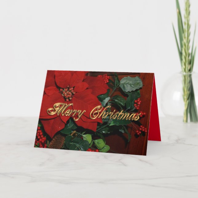 Merry Christmas card poinsettias (Front)