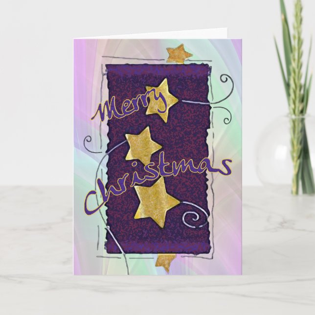 Merry Christmas Card + shining background (Front)