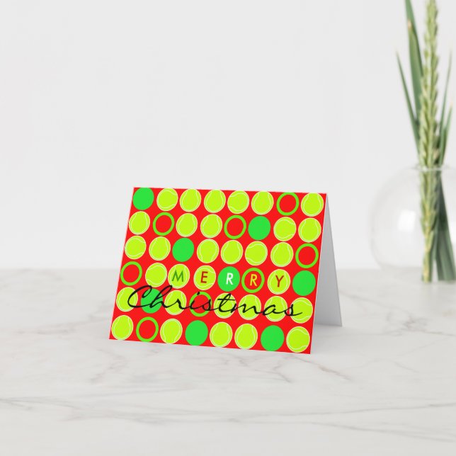 Merry Christmas Card Tennis Ball (Front)