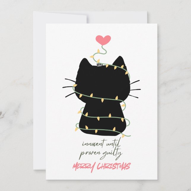 merry christmas card with black cat (Front)