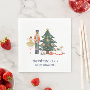 Merry Christmas Card with Nutcracker characters Napkin