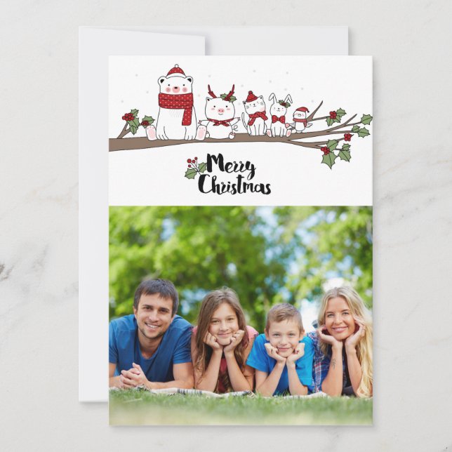 Merry Christmas card with personalized photo (Front)