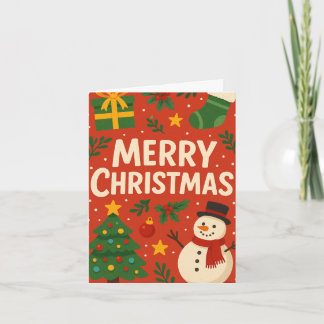 Merry Christmas Card with Snowman