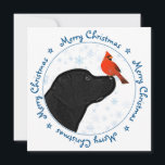 Merry Christmas Cardinal Dog Black Labrador Holiday Card<br><div class="desc">Send Christmas greetings with this adorable Merry Christmas Black Labrador and Cardinal Card. Back side : Merry Christmas ~ Happy New Year . Personalize with your family name, and names, or delete if you would like to handwrite. This black labrador christmas card will be a favourite among labrador lovers. Visit...</div>