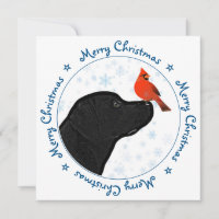 Merry Christmas Cardinal Dog Black Labrador
