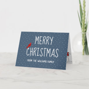 Merry Christmas Cardinal On Stars Card