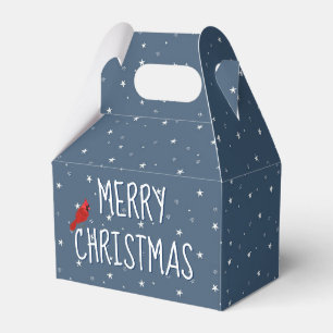 Merry Christmas Cardinal On Stars  Favour Box