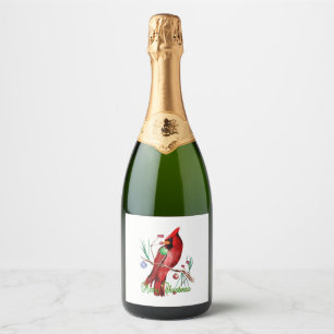 Merry Christmas Cardinal Sparkling Wine Label