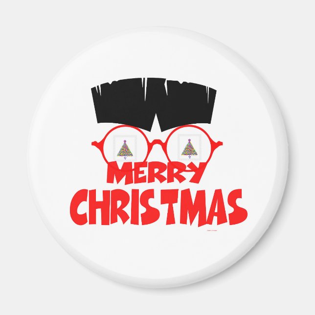 Merry Christmas Caricature Refrigerator Magnet (Front)