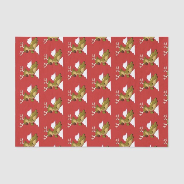 Merry Christmas Cartoon Flying Reindeer Cute Tissue Paper (Front)
