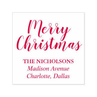 Merry Christmas Casual Red Script Holiday Self-inking Stamp