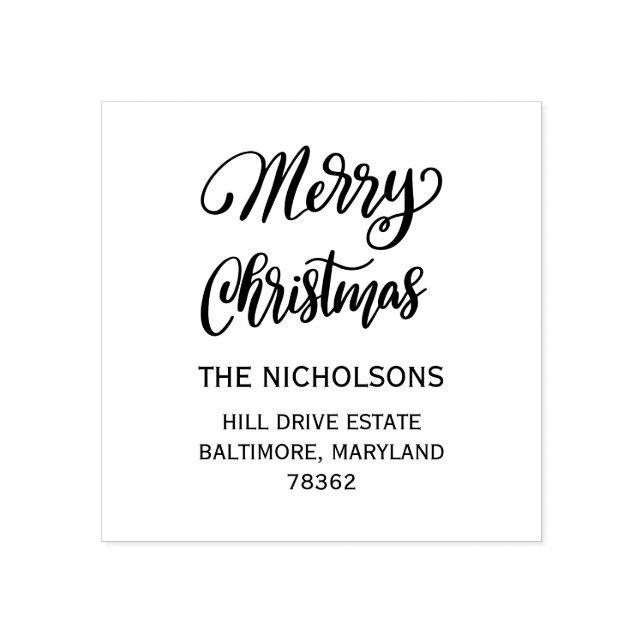 Merry Christmas Casual Script Rubber Stamp (Imprint)