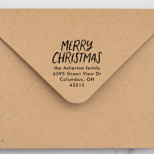 Merry Christmas casual type holiday return addrss Self-inking Stamp