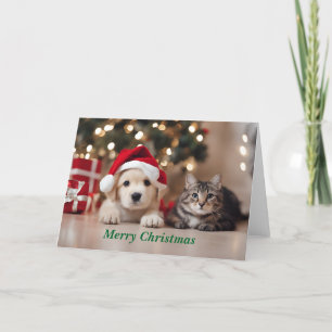 Merry Christmas Cat & Dog Holiday Card