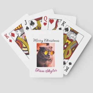 Merry Christmas cat dog pet animal love photo Playing Cards