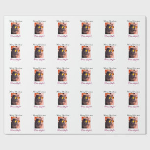 Merry Christmas cat dog pet animal love photo Wrapping Paper