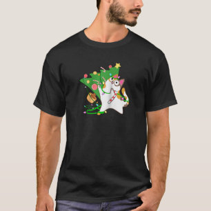 Merry Christmas Cat Funny Kitten Xmas Tree Lights T-Shirt